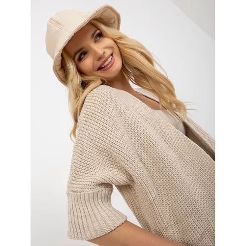 Fashion Hunters Light beige loose cardigan with 3/4 RUE PARIS sleeves