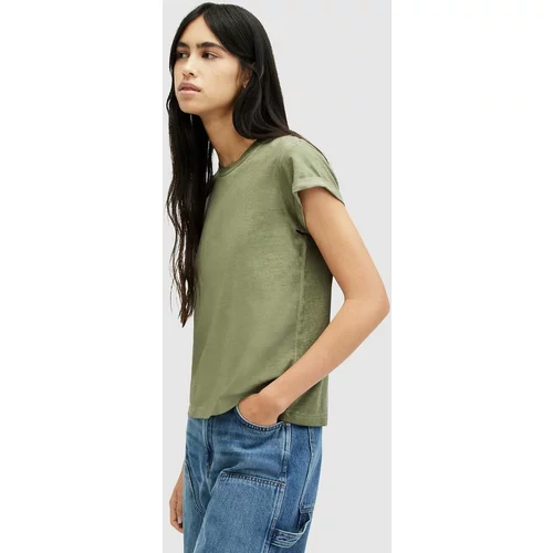 AllSaints Bombažna kratka majica ANNA ženska, zelena barva