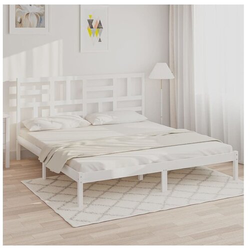  Posteljni okvir bel iz trdnega lesa 200x200 cm Cene