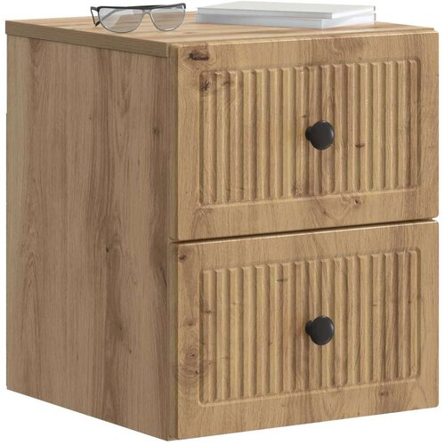  Noćni ormarić za montažu na zid s ladicama 2 pcs Hrast artisan Slike
