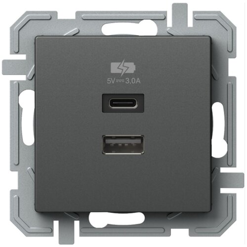 Tem_catez TEM ČATEŽ polnilnik USB 5V 3,0A, antracit, Logiq, brez okvija, 257705 Slike