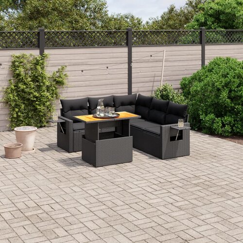 vidaXL 6-dijelni set vrtnih sofa s jastucima crni od poliratana Cijene