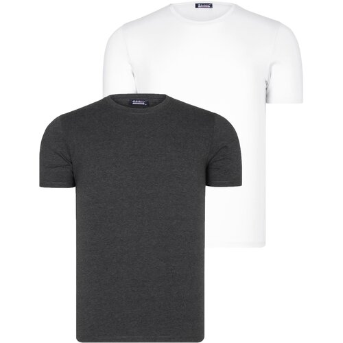 Dewberry DOUBLE SET T8569 BICYCLE COLLAR MEN'S T-SHIRT-WHITE-ANTHRACITE Cene