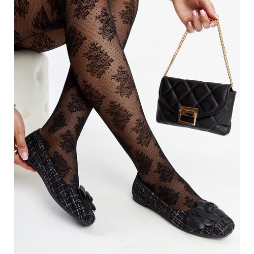 Gemre Black ballet flats with decorative flower Mateja Cijene