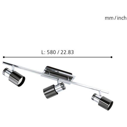 Eglo davida 1 spot/3, led, gu10, 3x5w, 3x400lm, hrom/crna Slike