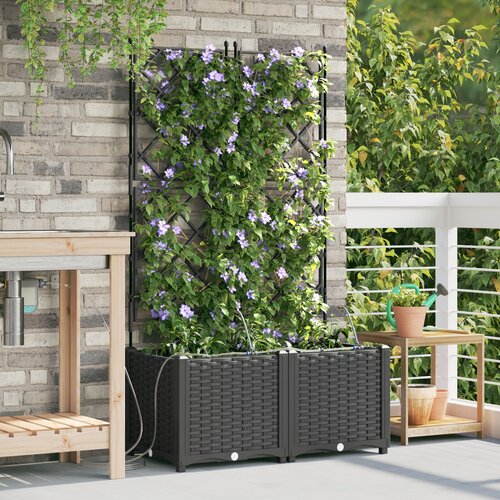 vidaXL Vrtni sadilnik Črna Plastika 80 x 40 x 142 cm Sadilniki Cene