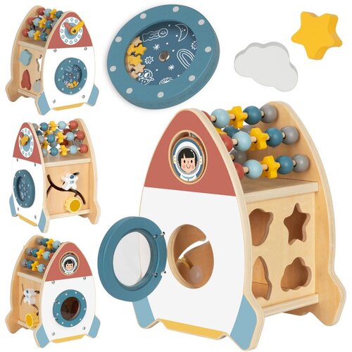 Tooky Toy drvena svemirska raketa sa 6 aktivnosti Slike