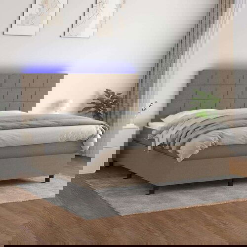  Box spring postelja z vzmetnico LED taupe 180x200 cm blago, (20901871) Slike
