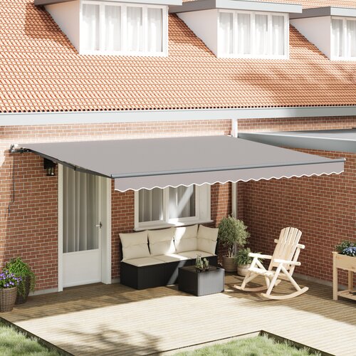 VidaXL Manuelna uvlačiva tenda svjetlosiva 450x350 cm, zamjenski materijal za tenda 4.5x3.5 m okvir svjetlosiva Slike