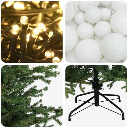  Umjetno božićno drvce s kuglicom 150 cm 150 LED lampica - 150 cm s LED žaruljama i bijelim kuglicama Slike