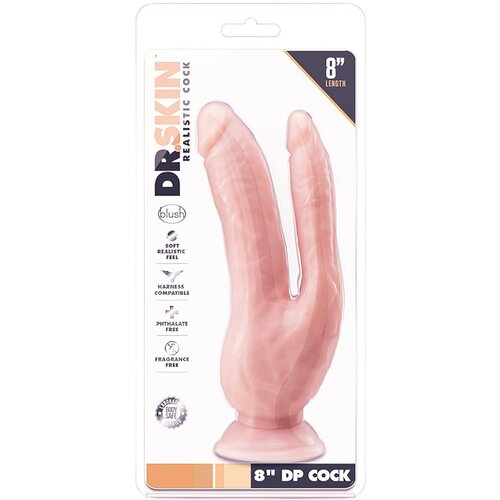 Dr Skin Dvojni dildo Dr. Skin, 22 cm, kožni Slike