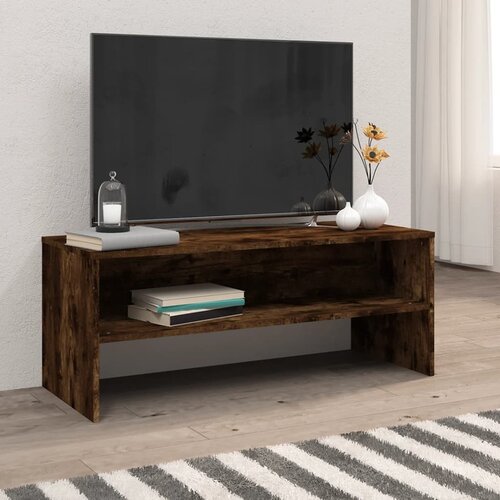 VidaXL TV omarica dimljeni hrast 100x40x40 cm inženirski les Slike