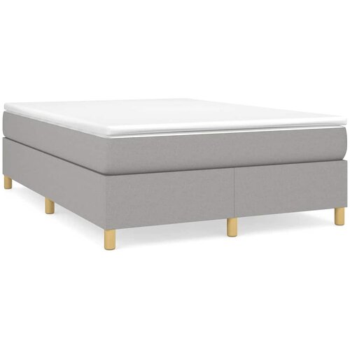  Krevet s oprugama i madracem svjetlosivi 140x190 cm od tkanine Slike