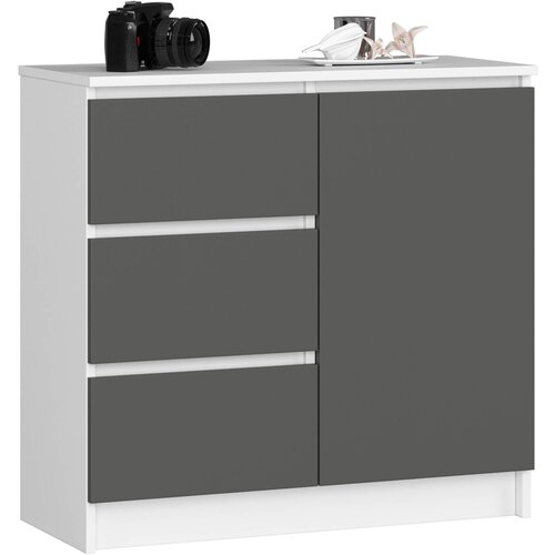 AKORD KOMODA K80 JERRY 1D 3SZ BELO / GRAFITNO SIVO, (21702951) Slike