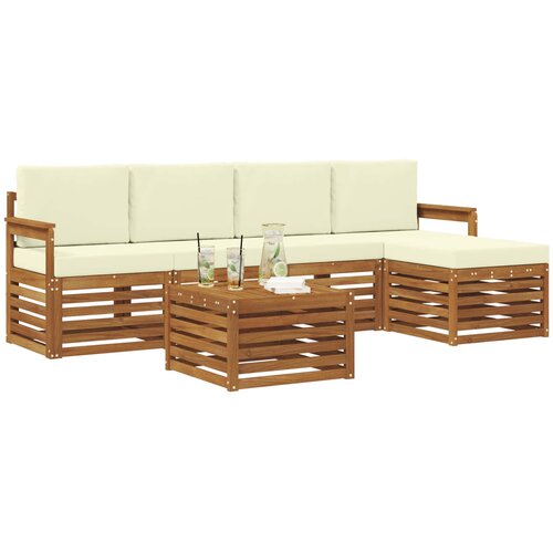  Set vanjskih sofa 6 kom. Prirodna i krem Bijela 59 x 59 x 37 cm Slike