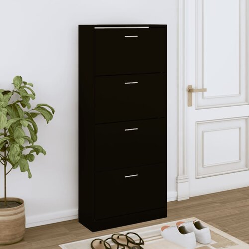 VidaXL Ormarić za cipele crna 63 x 24 x 147 cm od konstruiranog drva Slike