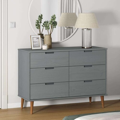 vidaXL Ladičar MOLDE sivi 113x40x80 cm od masivne borovine Cijene