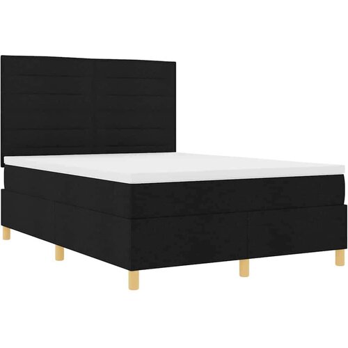  LED Box Spring Krevet s madracem Crna 140 x 190 cm tkanina - Crna 140 x 190 cm Dizajn linija Slike