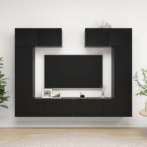 The Living Store Komplet TV omaric 6-delni črna inženirski les - Komplet TV Omaric, (21434546) Cene
