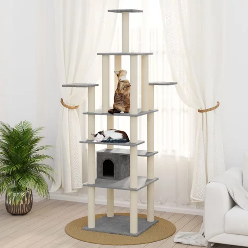 vidaXL Penjalica za mačke sa stupovima za grebanje svjetlosiva 183 cm