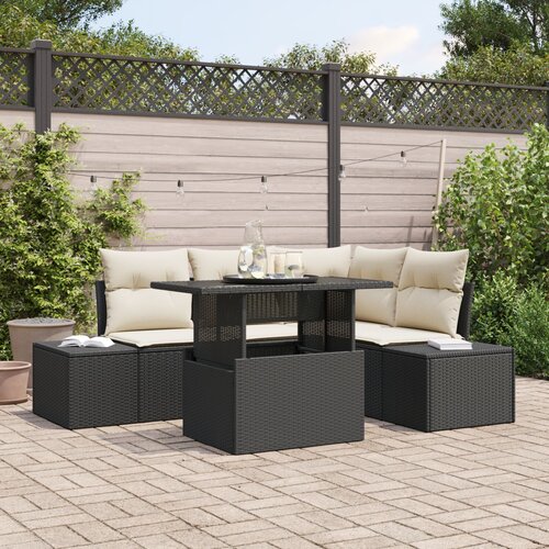 VidaXL 5-dijelni vrtni sofa set s jastučićima crni poli ratan Slike