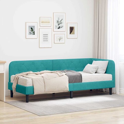vidaXL Kotna postelja z vzmetnico Turkizna 80 x 200 cm Žamet Cene