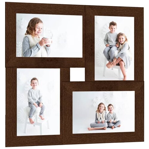 vidaXL Foto okvir za 4x(10x15 cm) fotografije temno rjav MDF Cene