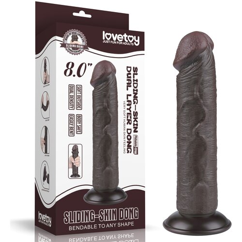 Lovetoy Sliding Skin Dual Layer Dong 8&amp;quot; Black Slike