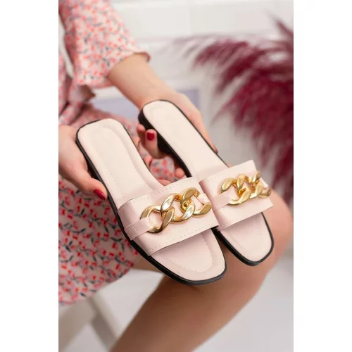 Dewberry TER01 Women Slippers with Chain-PEMBE
