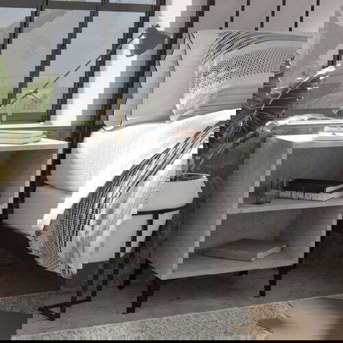  Noćni ormarić s metalnim nogama boja betona 40 x 30 x 50 cm - Beton siva 1 Slike