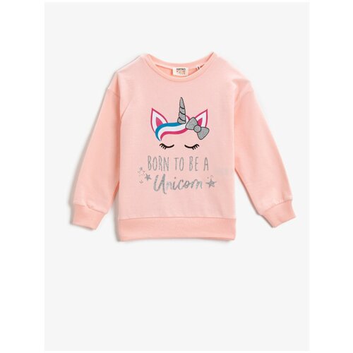 Koton Girls Pink Unicorn Sweatshirt Glittery Cotton Slike