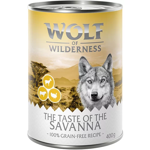 Wolf of Wilderness "The Taste Of" 6 x 400 g - NOVO: The Savanna - puretina, govedina, KOZETINA