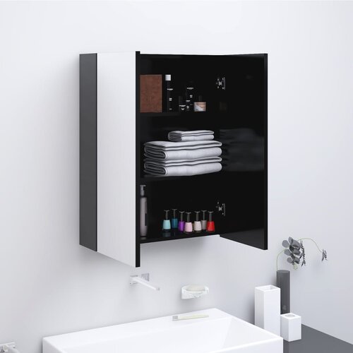 vidaXL Kopalniška omarica z ogledalom 60x15x75 cm MDF antracitna Cene