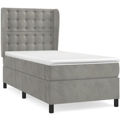 VidaXL Box spring postelja z vzmetnico svetlo siva 90x200 cm žamet, (20790274) Slike