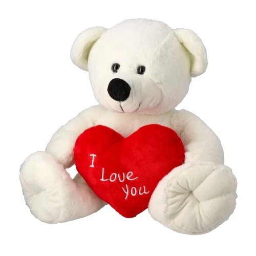 Ozzo Plush, igračka, pli&amp;scaron;ana, meda, bela, 38cm, I love you Slike
