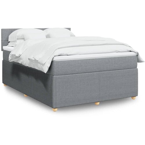 vidaXL Box spring postelja z vzmetnico svetlo siva 160x200 cm žamet Cene