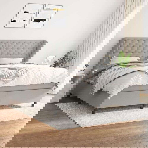  Box spring postelja z vzmetnico svetlo siva 160x200 cm žamet, (20898902) Slike
