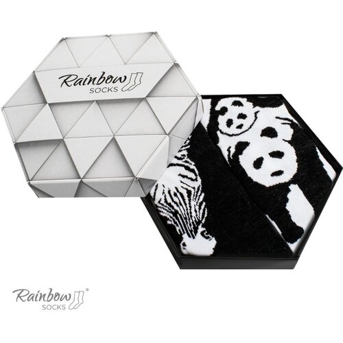 ZOOKSY/RAINBOW SOCKS Rainbow Socks With Animal Motifs Zebra Panda Black And White 2 Pairs Cene