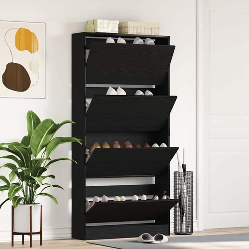  Ormar za cipele Crni hrast 80 x 21 x 163,5 cm Konstruirano drvo Cene