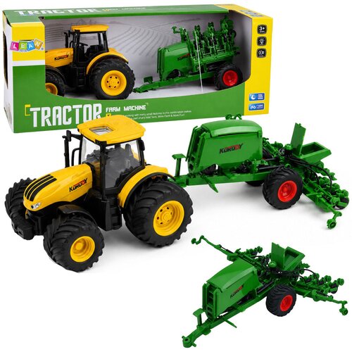 Agricultural Tractor with Seeder and Cultivator Lights Sounds Yellow 1:24 Cene