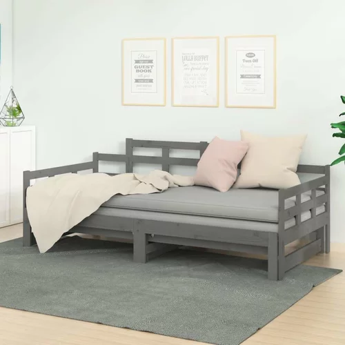  Izvlečna dnevna postelja siva trdna borovina 2x(80x200) cm, (20645811)