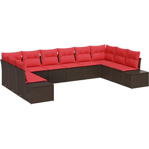 vidaXL Vrtna sedežna garnitura 10 pcs Rjava in rdeča 344 x 209 x 85 cm, (5000020389) Cene