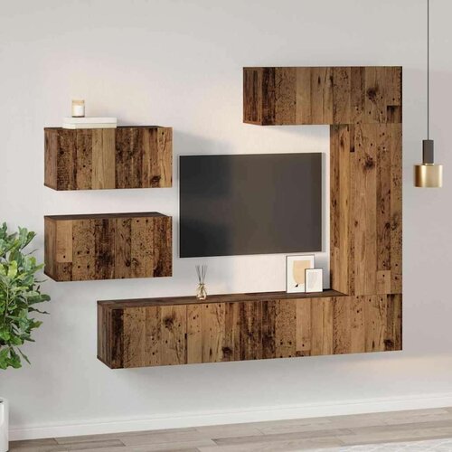 VidaXL Komplet TV omaric s polico Drugo 6 pcs Star les 30.5 x 30 x 90 cm Slike
