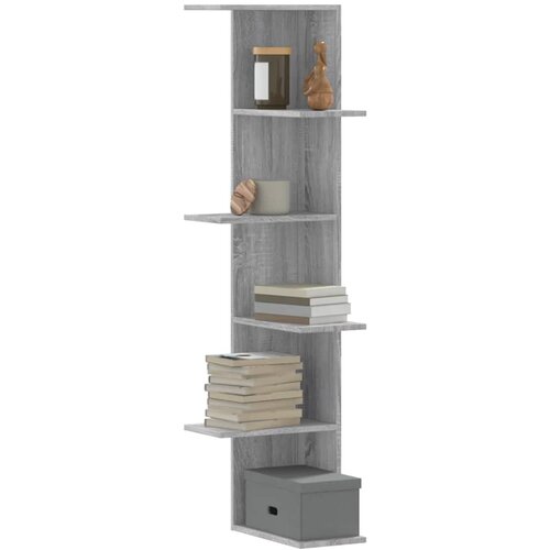 vidaXL Kutna zidna polica boja hrasta 36,5x36,5x140 cm drvena Cijene