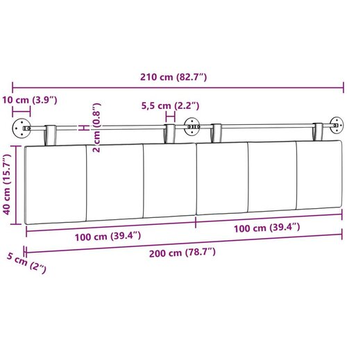  Držeće uzglavlje Zidne Tamnozelena 210 x 55 x 5 cm tkanina - Tamnozelena 200 cm bez LED Slike