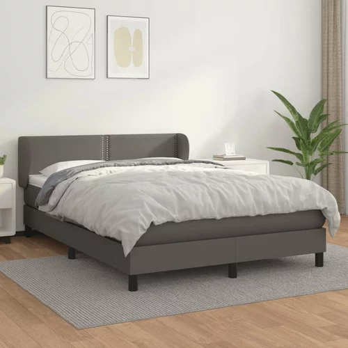  Box spring postelja z vzmetnico siv 140x200 cm umetno usnje, (20723693)