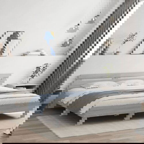 Furnova Posteljni okvir z vzglavjem in LED siva sonoma 160x200 cm, (21938583) Slike