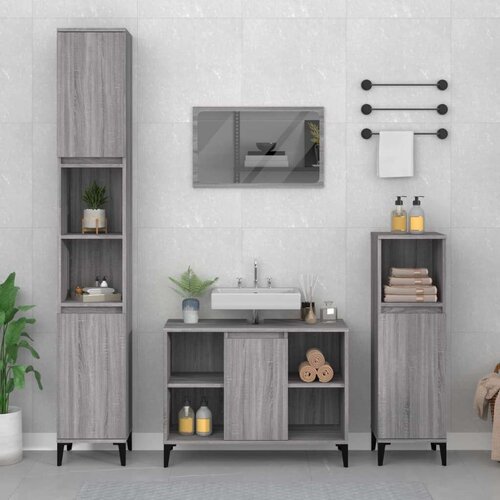 vidaXL Omarica za umivalnik siva sonoma 80x33x60 cm inženirski les Cene