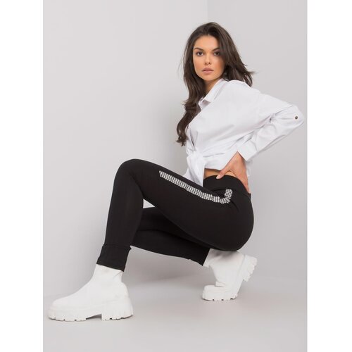 Fashion Hunters Black leggings made of Eve RUE PARIS cotton Slike