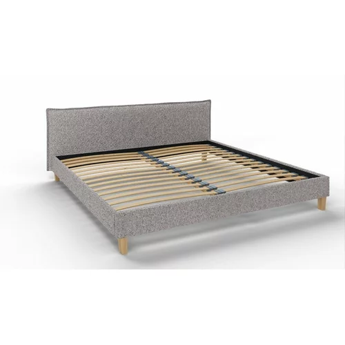 Ropez Sivi tapecirani bračni krevet s podnicom 200x200 cm Tina -